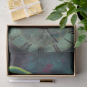 Decoupage Tea Host Smiling Green Cat & Clock 薄葉紙 (ギフト)