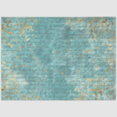 Decoupage Teal Gold Textured Faux Background  薄葉紙 (正面)