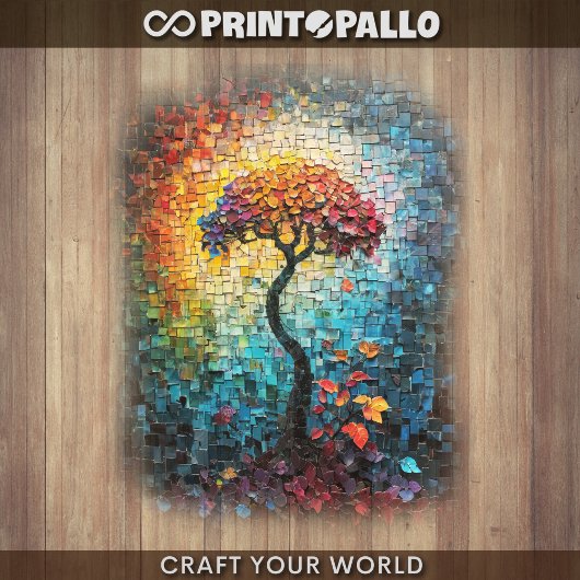 Decoupage - Tiled ceramic dreamlike tree -  ラッピングペーパーシート