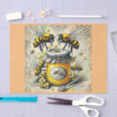 decoupage tissue paper met bijen 薄葉紙 (クラフト)