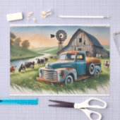 decoupage tissue paper met oude truck, decouupage 薄葉紙 (クラフト)