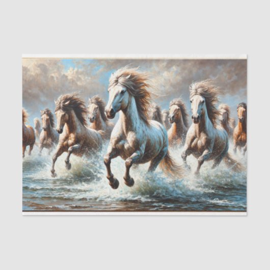 decoupage tissue paper met wilde paarden 薄葉紙 (正面)