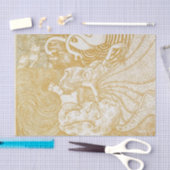 Decoupage Tissue Paper Woman Swan Art Gold Yellow  薄葉紙 (クラフト)