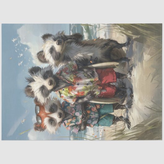 Decoupage Tropical Racoons Surf Squad  薄葉紙 (正面)