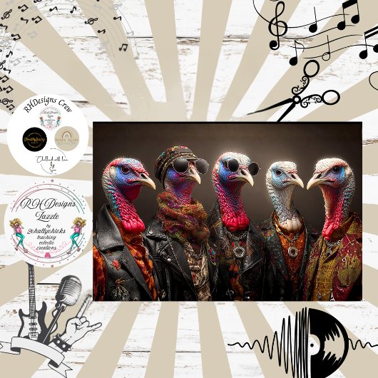 Decoupage Turkey Strut Fur Feather Funk Band 薄葉紙