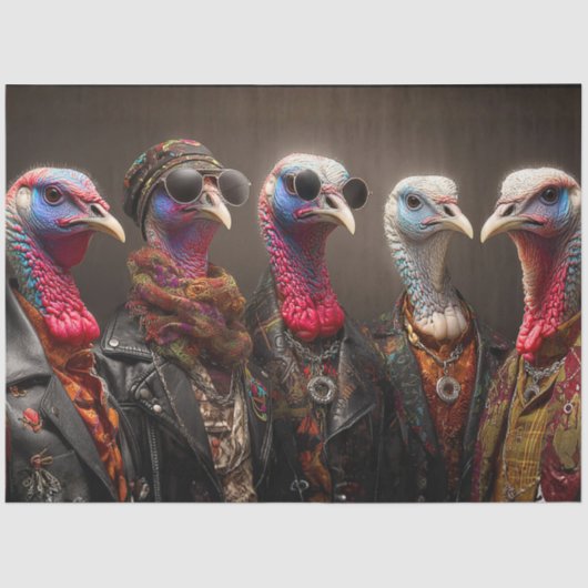 Decoupage Turkey Strut Fur Feather Funk Band 薄葉紙 (正面)