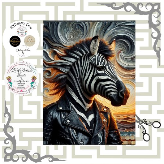 Decoupage Urban Zebra Rebel Art 薄葉紙