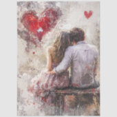 Decoupage Valentine Couple Bench Heart Love  薄葉紙 (正面)