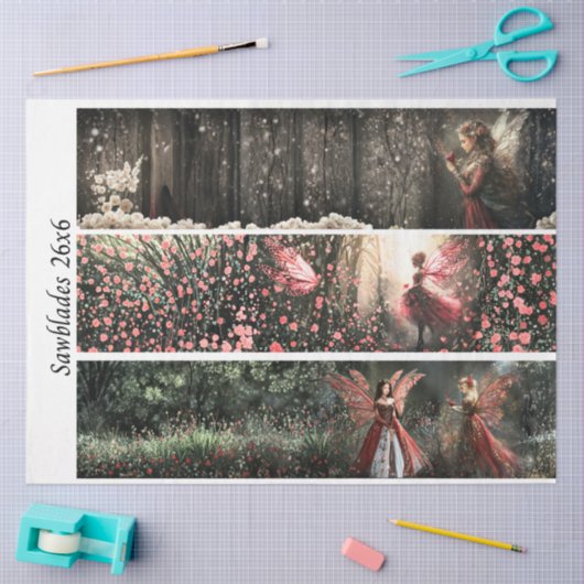 Decoupage Valentine Fairy Signs & Handsaws  薄葉紙 (クラフト)