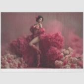 Decoupage Valentine Lady in Red Corset Lace 薄葉紙 (正面)