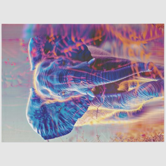 Decoupage Vibrant Colored Elephant  薄葉紙 (正面)