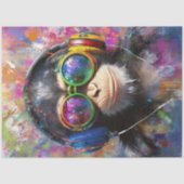 Decoupage Vibrant Monkey Abstract Art Headphones  薄葉紙 (正面)
