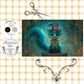 Decoupage Victorian Blue Teal Fantasy Fox  薄葉紙