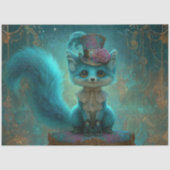 Decoupage Victorian Blue Teal Fantasy Fox  薄葉紙 (正面)