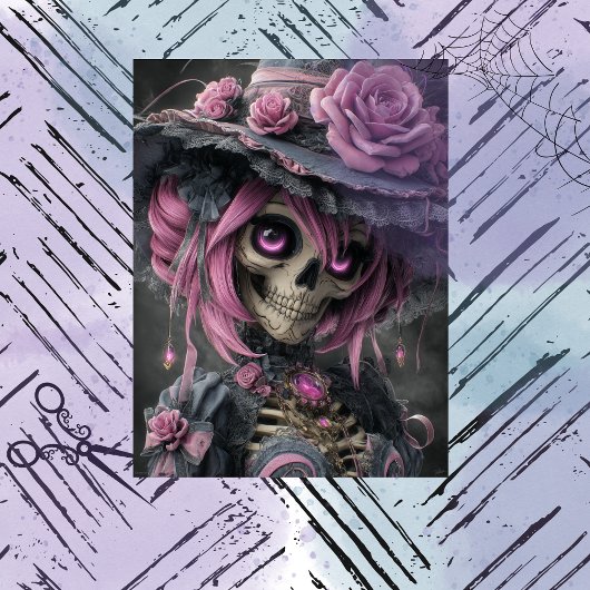 Decoupage Victorian Gothic Skeleton 薄葉紙