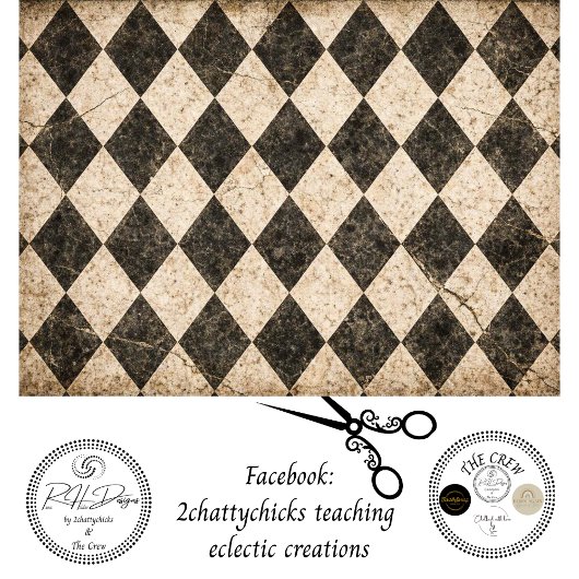 Decoupage Vintage Distressed Harlequin Wonderland  薄葉紙