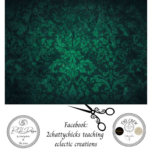 Decoupage Vintage Emerald Damask Background  薄葉紙