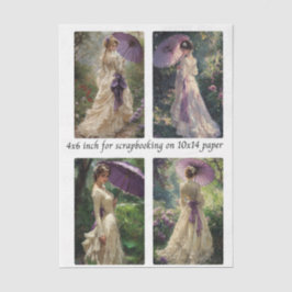 Decoupage Vintage Garden Lady 4x6" Mould Frames 薄葉紙