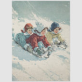 Decoupage Vintage Poster Children Sledding  薄葉紙 (正面)