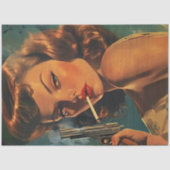 Decoupage Vintage Poster Girl Cigarette & Pistol 薄葉紙 (正面)