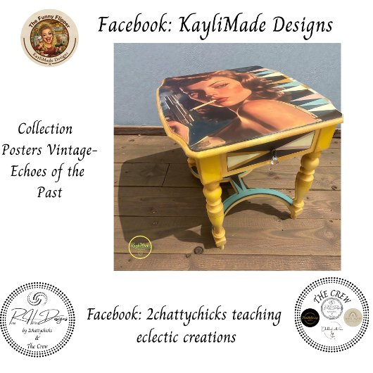 Decoupage Vintage Poster Girl Cigarette & Pistol 薄葉紙