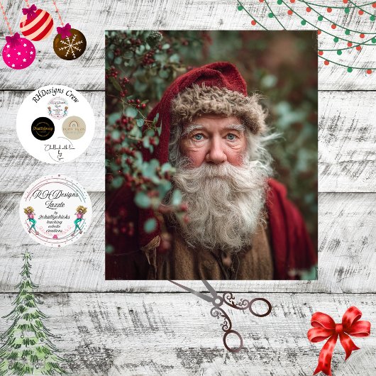 Decoupage Vintage Santa Clause Christmas Scene 薄葉紙