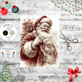Decoupage Vintage Santa Painterly Red  薄葉紙