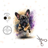 Decoupage Watercolor Splashes Frenchie Bulldog  薄葉紙