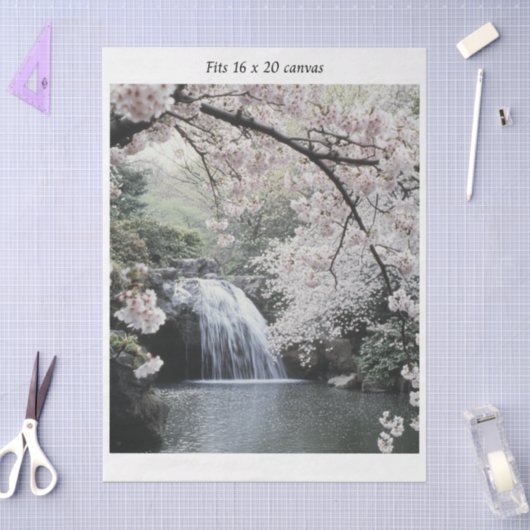 Decoupage Waterfall Cherry Blossom Fits 16x20  薄葉紙 (クラフト)