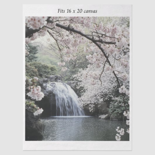 Decoupage Waterfall Cherry Blossom Fits 16x20  薄葉紙 (正面)