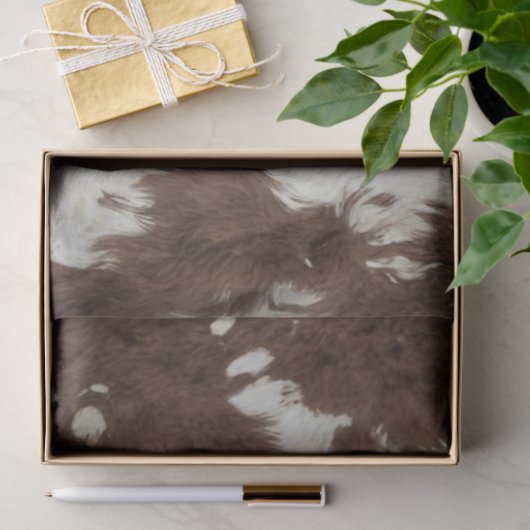 Decoupage Western Brown White Cowhide Texture  薄葉紙 (ギフト)