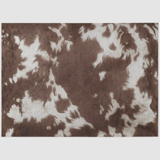Decoupage Western Brown White Cowhide Texture  薄葉紙 (正面)