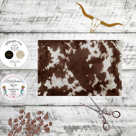 Decoupage Western Brown White Cowhide Texture  薄葉紙