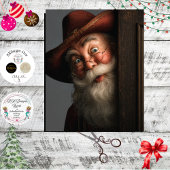 Decoupage Western Peeking Santa Clause Cowboy Hat  薄葉紙