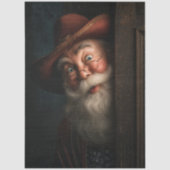 Decoupage Western Peeking Santa Clause Cowboy Hat  薄葉紙 (正面)