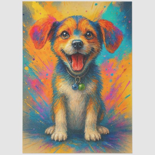 Decoupage Whimsical Abstract Beagle Joyful Pup  薄葉紙 (正面)