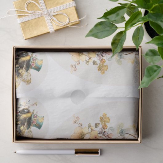 Decoupage Whimsical Bee 12" Rounds 4" Coasters 薄葉紙 (ギフト)