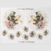 Decoupage Whimsical Bee 12" Rounds 4" Coasters 薄葉紙 (正面)