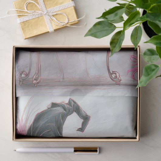 Decoupage Whimsical Cat Witch High Heels Catwalk  薄葉紙 (ギフト)