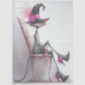 Decoupage Whimsical Cat Witch High Heels Catwalk  薄葉紙 (正面)