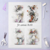 Decoupage Whimsical Cats Fits 8 x 10 Canvas  薄葉紙 (クラフト)