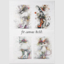 Decoupage Whimsical Cats Fits 8 x 10 Canvas  薄葉紙