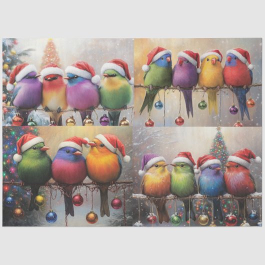 Decoupage Whimsical Christmas Birds Scrapbooking 薄葉紙 (正面)
