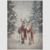 Decoupage Whimsical Christmas Donkeys Red Scarves 薄葉紙 (正面)