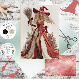 Decoupage Whimsical Christmas Witch  薄葉紙