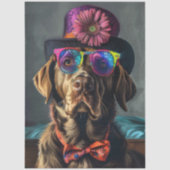 Decoupage Whimsical Colorful Lab Top Hat Print 薄葉紙 (正面)