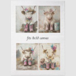 Decoupage Whimsical Cowboy Highland Calvess  薄葉紙