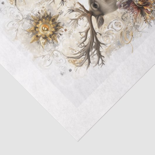 Decoupage Whimsical Deer Floral Wildlife Scrapbook 薄葉紙 (詳細)