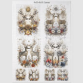 Decoupage Whimsical Deer Floral Wildlife Scrapbook 薄葉紙 (正面)