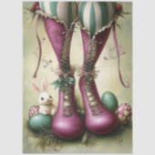 Decoupage Whimsical Easter Striped Bunny Boots 薄葉紙 (正面)